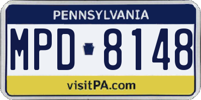 PA license plate MPD8148