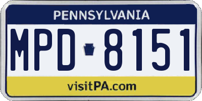 PA license plate MPD8151