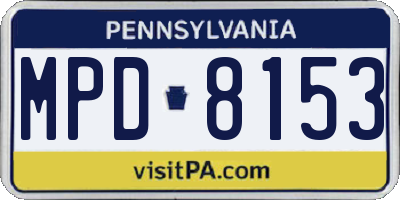 PA license plate MPD8153