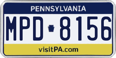 PA license plate MPD8156