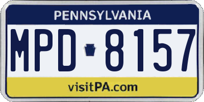 PA license plate MPD8157