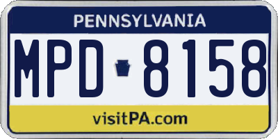 PA license plate MPD8158