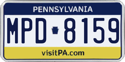 PA license plate MPD8159