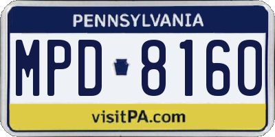 PA license plate MPD8160