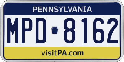 PA license plate MPD8162