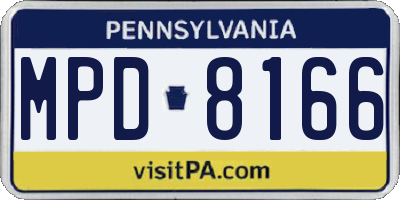 PA license plate MPD8166