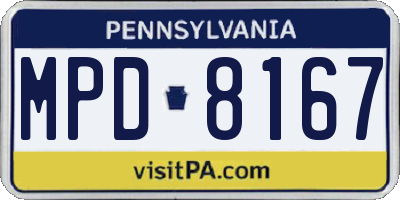 PA license plate MPD8167