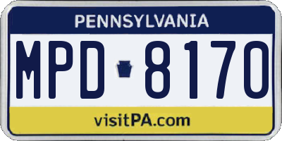 PA license plate MPD8170