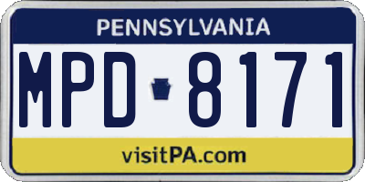 PA license plate MPD8171