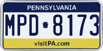 PA license plate MPD8173