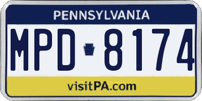PA license plate MPD8174