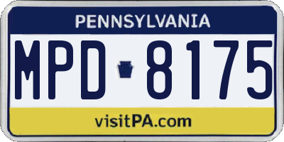 PA license plate MPD8175