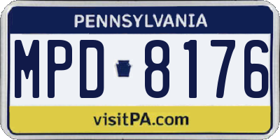 PA license plate MPD8176