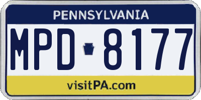 PA license plate MPD8177
