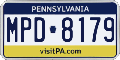 PA license plate MPD8179