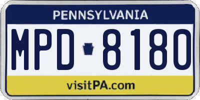 PA license plate MPD8180