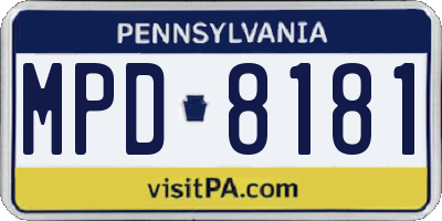 PA license plate MPD8181