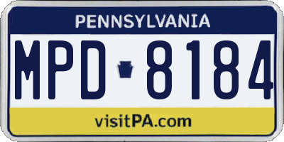 PA license plate MPD8184