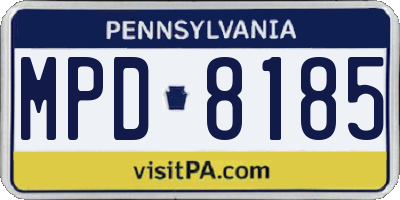 PA license plate MPD8185