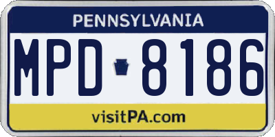 PA license plate MPD8186