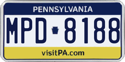 PA license plate MPD8188
