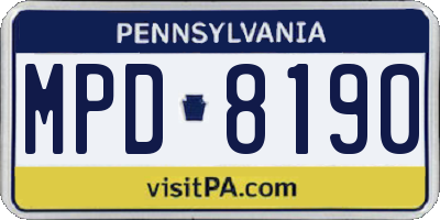 PA license plate MPD8190