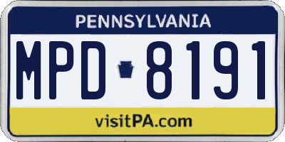 PA license plate MPD8191