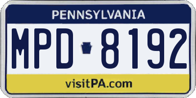 PA license plate MPD8192