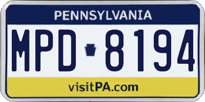 PA license plate MPD8194