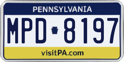 PA license plate MPD8197