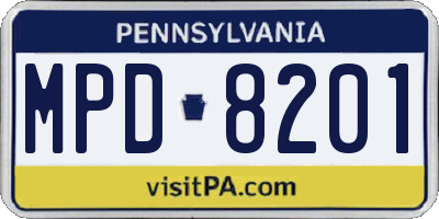 PA license plate MPD8201