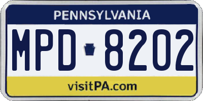 PA license plate MPD8202