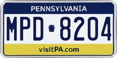 PA license plate MPD8204