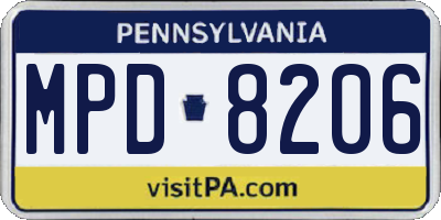 PA license plate MPD8206