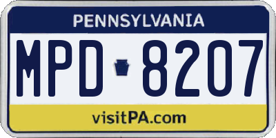 PA license plate MPD8207