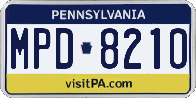 PA license plate MPD8210