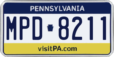 PA license plate MPD8211