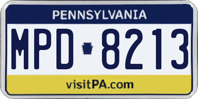 PA license plate MPD8213