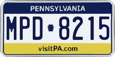 PA license plate MPD8215