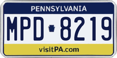 PA license plate MPD8219