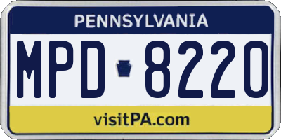 PA license plate MPD8220