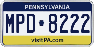 PA license plate MPD8222