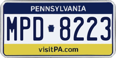 PA license plate MPD8223
