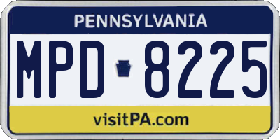 PA license plate MPD8225