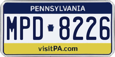 PA license plate MPD8226
