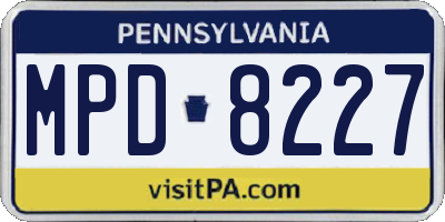 PA license plate MPD8227