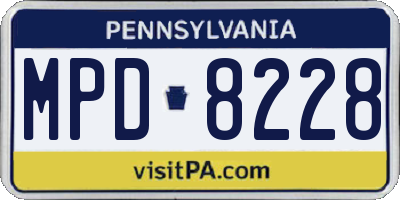 PA license plate MPD8228
