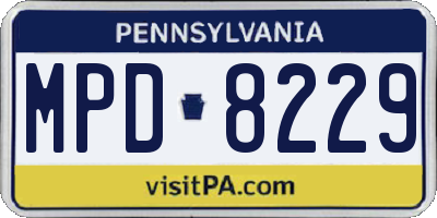 PA license plate MPD8229