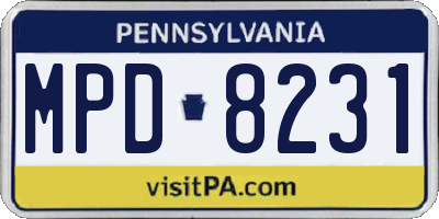 PA license plate MPD8231