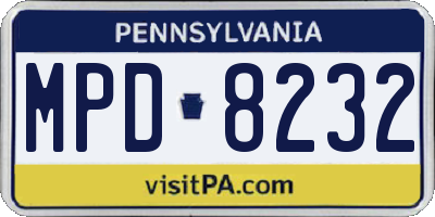 PA license plate MPD8232